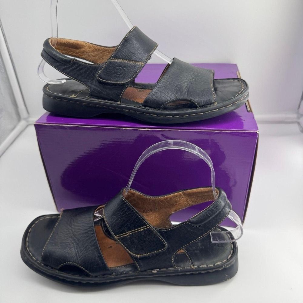 Børn Flores Black Full Grain Leather Comfort Strappy Sandals women's 8
